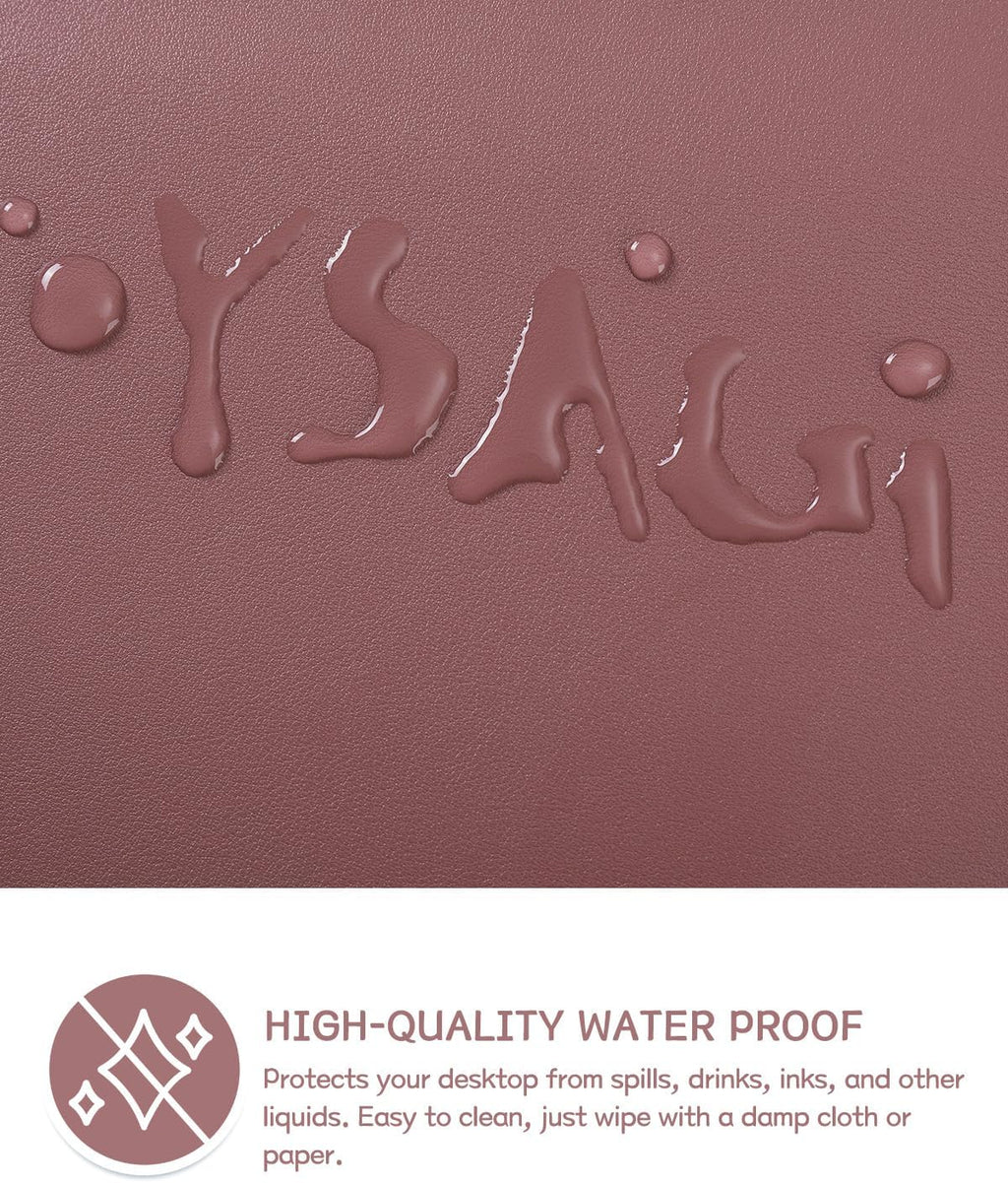 Non-Slip Leather Desk Pad L Size, Waterproof Laptop Computer Desk Keyboard Mat, Large Mouse Pad for Office/Work/Home/Decor (Dark Pink, 35.4" X 17")