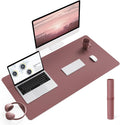 Non-Slip Leather Desk Pad L Size, Waterproof Laptop Computer Desk Keyboard Mat, Large Mouse Pad for Office/Work/Home/Decor (Dark Pink, 35.4" X 17")