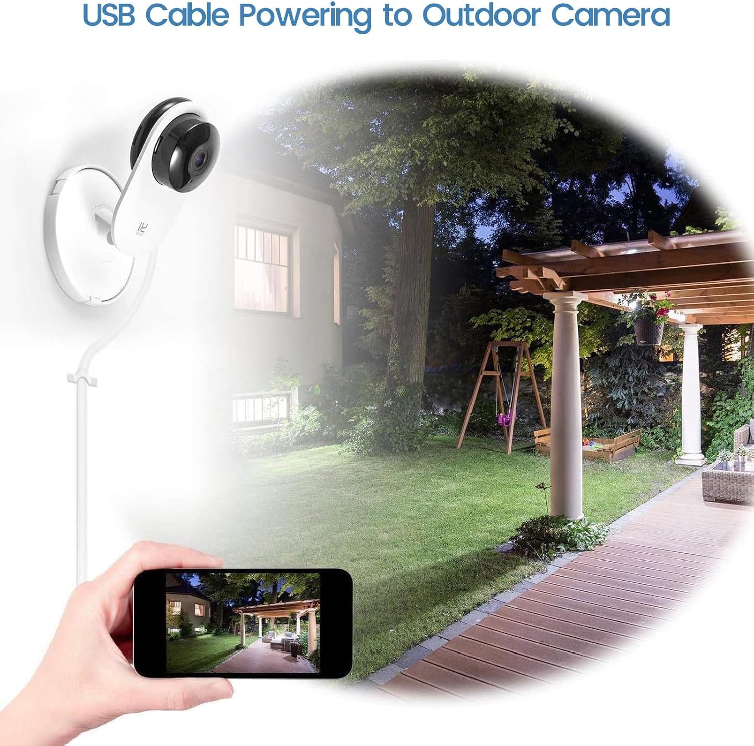 Micro USB Extension Cable for Wyze Cam V3 / Pan V2, Blink Mini, Yi Outdoor