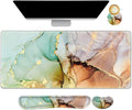 Large Gaming Mouse Pad, Keyboard Wrist Rest Pad & Wrist Support Mousepad Set, Stitched Edge, Extended, Non-Slip Base