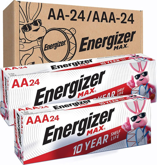 AA and AAA Batteries, 48 Count, Combo Pack Contains 24 Max Double a and 24 Max Triple a Batteries