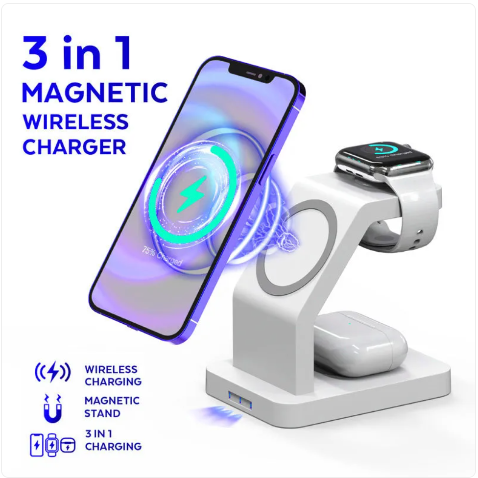 Magnetic 3-in-1 Wireless Charging Station