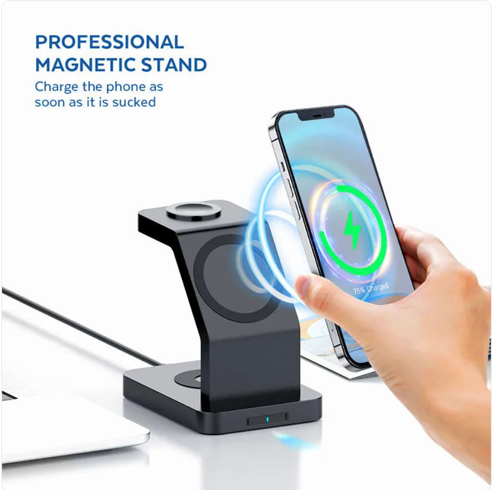 Magnetic 3-in-1 Wireless Charging Station