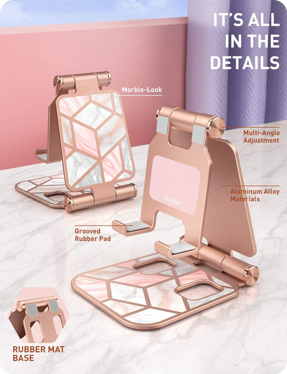 Cell Phone Stand for Desk, Phone Holder Fits All Phones, Marble